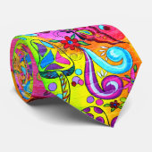 psychedelische kleuren hippie/groovy bloemen strop stropdas (Opgerold)