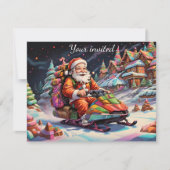 Psychedelische kleuren Santa Riding Snowmobile Par Kaart (Voorkant)