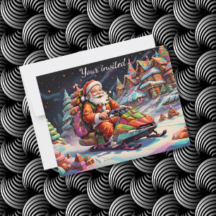 Psychedelische kleuren Santa Riding Snowmobile Par Kaart
