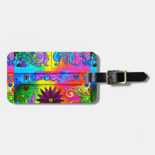 psychedelische kleuren sleutelhanger bagagelabel