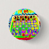 psychedelische kleurenschaakbordspeld ronde button 3,2 cm (Voorkant)