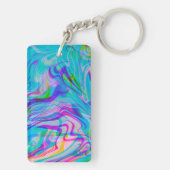 Psychedelische Kleurrijke Abstracte Patroon Blauw Sleutelhanger (achterkant)