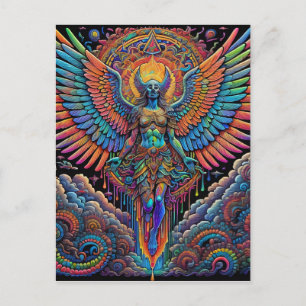 Psychedelische Kleurrijke Angel Art Briefkaart