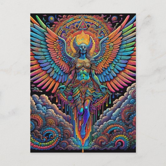 Psychedelische Kleurrijke Angel Art Briefkaart (Voorkant)
