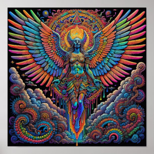 Psychedelische Kleurrijke Angel Art Poster