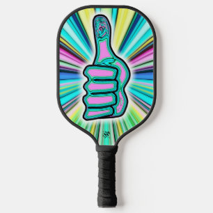 Psychedelische kleurrijke duim omhoog/omlaag v1.1 pickleball paddle