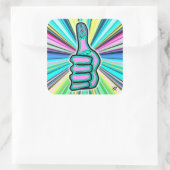 Psychedelische kleurrijke duim omhoog v1.1 vierkan vierkante sticker (Tas)