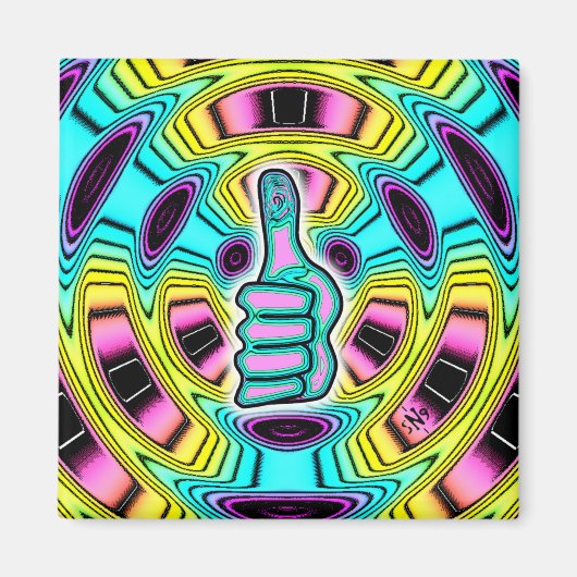 Psychedelische kleurrijke duim omhoog v1 magneet (Voorkant)