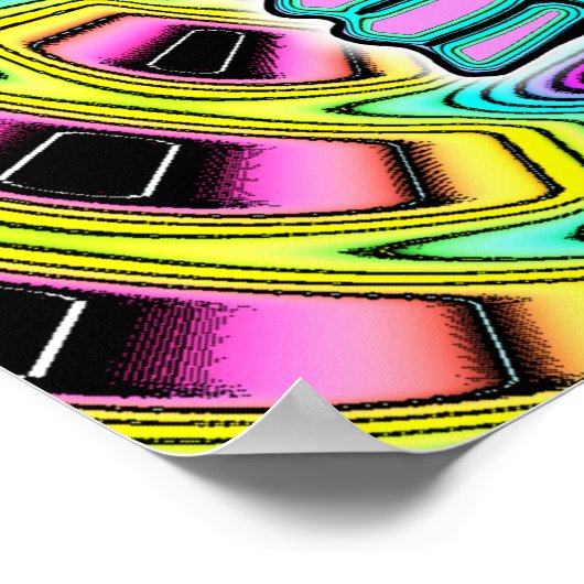 Psychedelische kleurrijke duim omhoog v1 poster (Hoek)