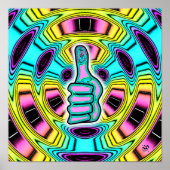 Psychedelische kleurrijke duim omhoog v1 poster (Voorkant)