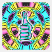 Psychedelische kleurrijke duim omhoog v1 vierkante sticker (Voorkant)
