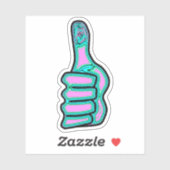Psychedelische kleurrijke duim omhoog v2 sticker (Vel)