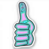 Psychedelische kleurrijke duim omhoog v2 sticker (Voorkant)