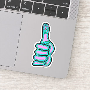 Psychedelische kleurrijke duim omhoog v2 sticker