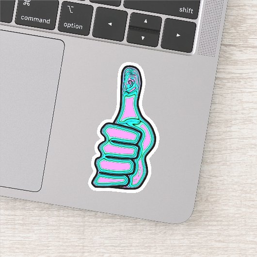 Psychedelische kleurrijke duim omhoog v2 sticker (Detail)