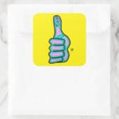 Psychedelische kleurrijke duim omhoog v2 vierkante sticker (Tas)