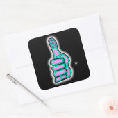 Psychedelische kleurrijke duim omhoog v3 vierkante sticker (Envelop)