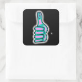 Psychedelische kleurrijke duim omhoog v3 vierkante sticker (Tas)
