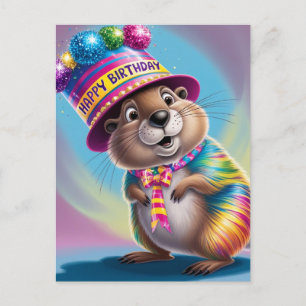 psychedelische kleurrijke groundhog briefkaart