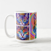 Psychedelische kleurrijke koninklijke katten koffiemok (Links)