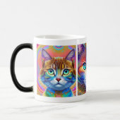 Psychedelische kleurrijke koninklijke katten magische mok (Links)