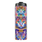 Psychedelische kleurrijke koninklijke katten thermosbeker (Voorkant)