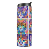 Psychedelische kleurrijke koninklijke katten thermosbeker (Gedraaid links)