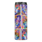 Psychedelische kleurrijke koninklijke katten thermosbeker (Achterkant)