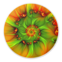 Psychedelische Kleurrijke Moderne Abstracte Fracta Keramische Knop