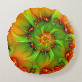 Psychedelische Kleurrijke Moderne Abstracte Fracta Rond Kussen