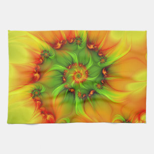 Psychedelische Kleurrijke Moderne Abstracte Fracta Theedoek