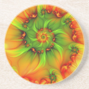 Psychedelische Kleurrijke Moderne Abstracte Fracta Zandsteen Onderzetter