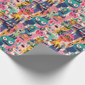 Psychedelische kleurrijke monsters cadeaupapier (Hoek)
