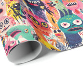 Psychedelische kleurrijke monsters cadeaupapier (Rol Hoek)
