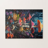 Psychedelische Kleurrijke Paddenstoelen Legpuzzel (Horizontaal)