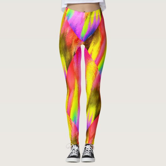 Psychedelische Kleurrijke Patroon Aerobe Workout Leggings (Voorkant)