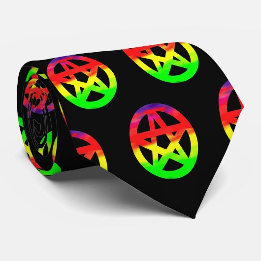 Psychedelische kleurrijke pentakels stropdas (Opgerold)