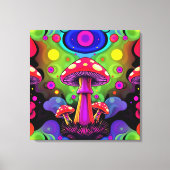 Psychedelische Kleurrijke Retro Paddenstoelen Canvas Afdruk (Voorkant)