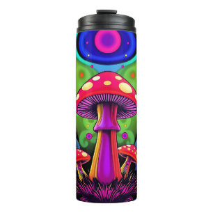 Psychedelische Kleurrijke Retro Paddenstoelen Thermosbeker