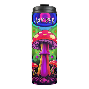 Psychedelische Kleurrijke Retro Paddenstoelen Thermosbeker