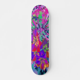 Psychedelische Kleurrijke Rode en Paarse Bloemen Persoonlijk Skateboard