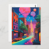 Psychedelische Kleurrijke Stad Drippy Art Briefkaart (Voorkant / Achterkant)