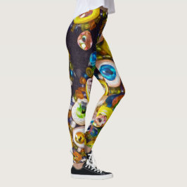 Psychedelische knopen en pailletten leggings
