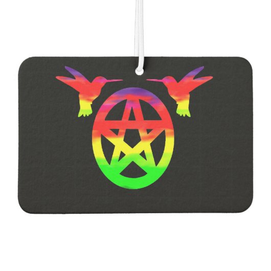 Psychedelische kolibrie en pentakel luchtverfrisse luchtverfrisser (Voorkant)
