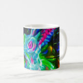 Psychedelische Konijn Draak in Neon Fantasie Koffiemok (Voorkant rechts)