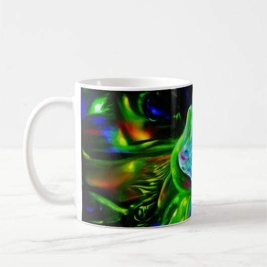 Psychedelische Konijn Draak in Neon Fantasie Koffiemok (Links)