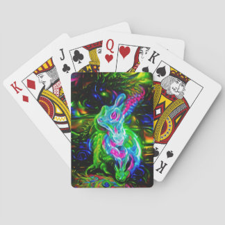 Psychedelische Konijn Draak in Neon Fantasie Pokerkaarten