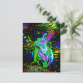 Psychedelische Konijnendraak in Neon Fantasy Briefkaart (Staand voorkant)