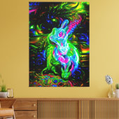 Psychedelische Konijnendraak in Neon Fantasy Canvas Afdruk (Insitu (Woonkamer))