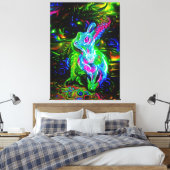 Psychedelische Konijnendraak in Neon Fantasy Canvas Afdruk (Insitu (Slaapkamer))